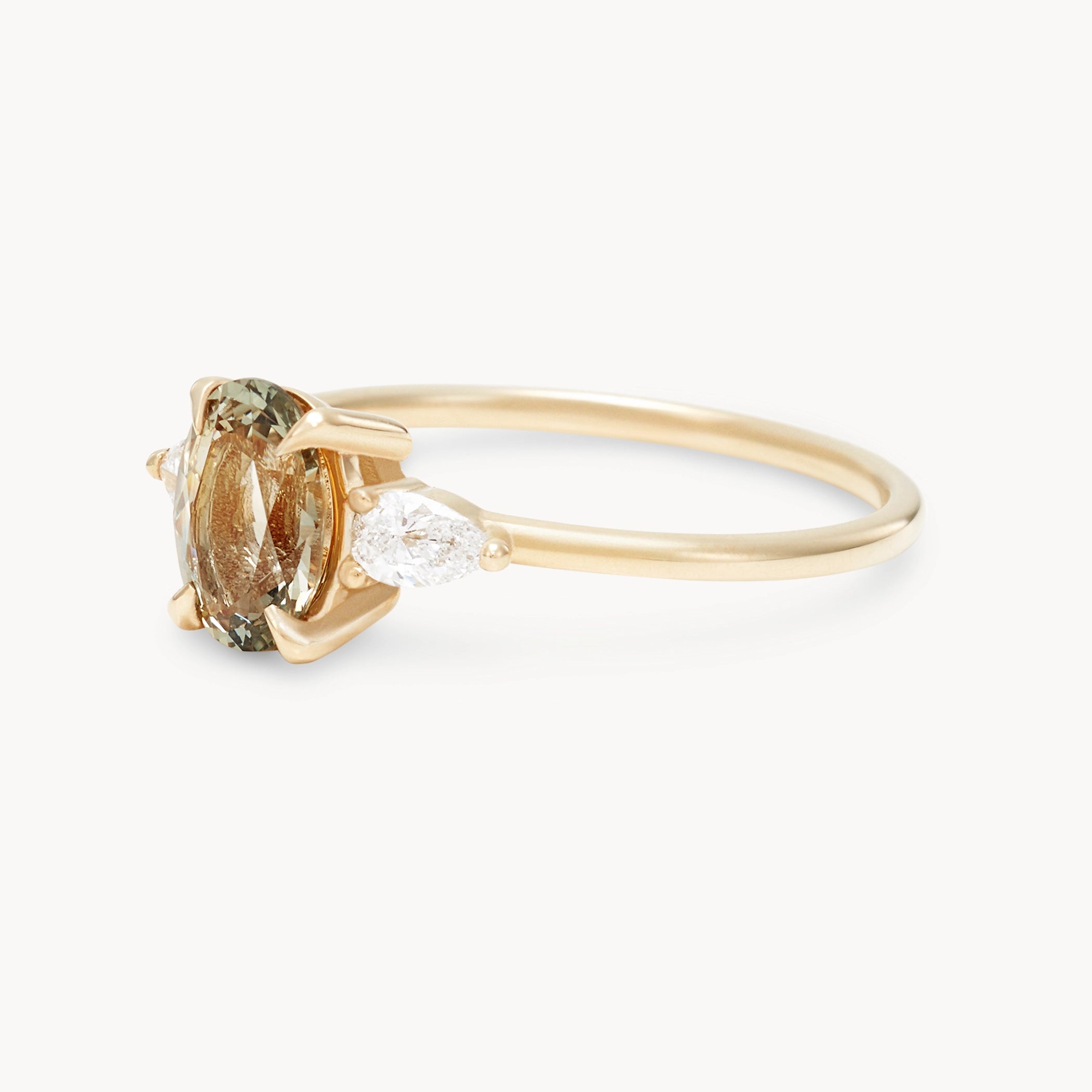 Unique 14K Yellow Gold Oval Sapphire & Diamond Ring - Handcrafted Garden Whispers Collection for Women, Perfect for Weddings, Anniversaries & Special Occasions
