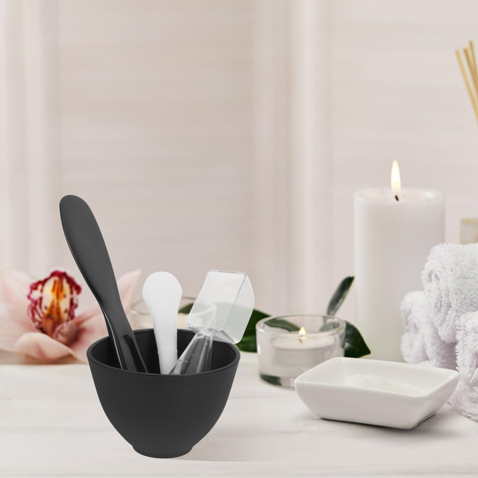 Baluue 1 Set Black DIY Mask Mixing Bowl Set for Facial & Salon Use - Professional Film Conditioning Bowl, Mask Making Supplies for Women at Home or Spa