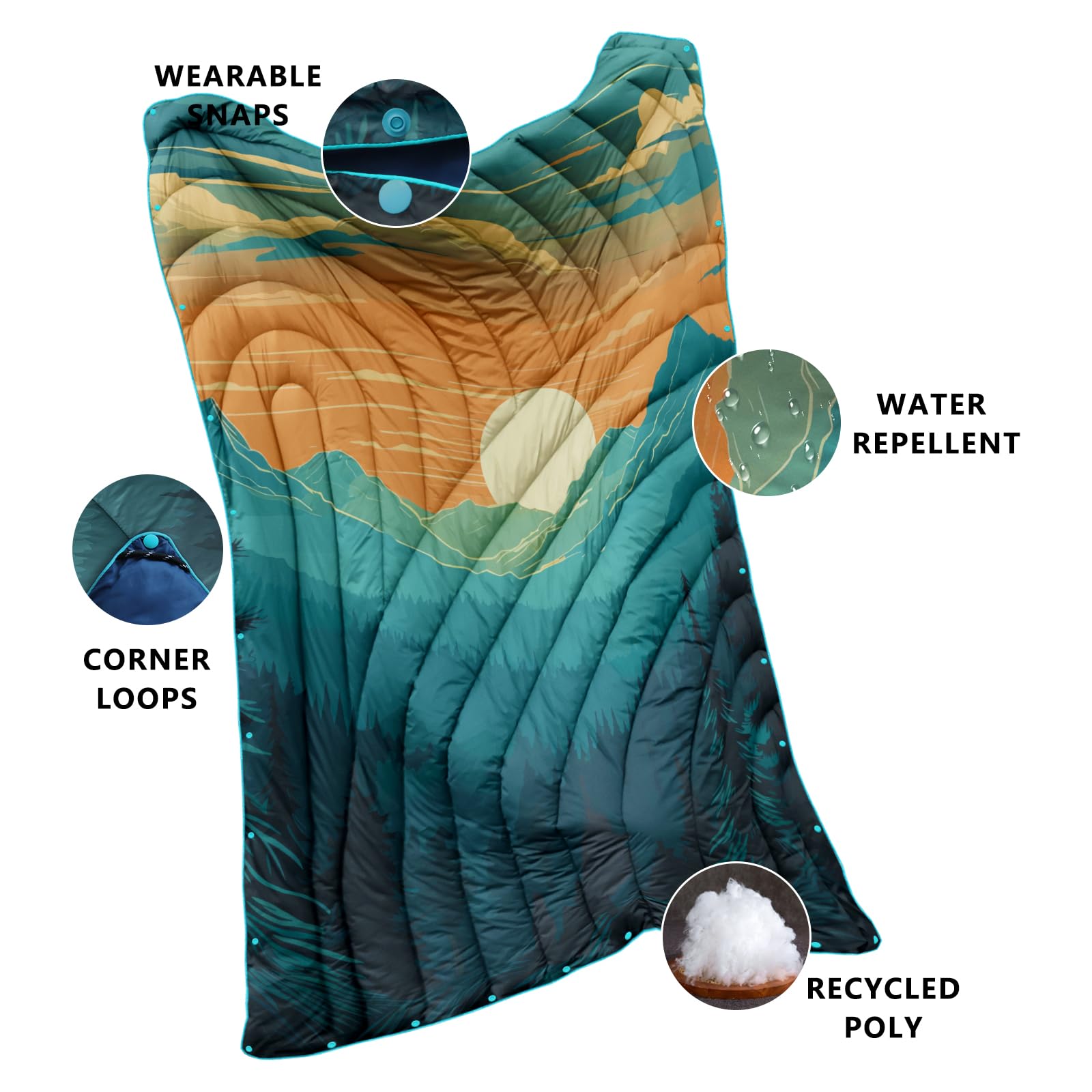 Ultra-Lightweight Packable Camping Blanket - Waterproof Outdoor Blanket for Camping, Hiking, Travel, Picnics & Stadium Events - Perfect for Backpacking, Beach Days & Outdoor Adventures