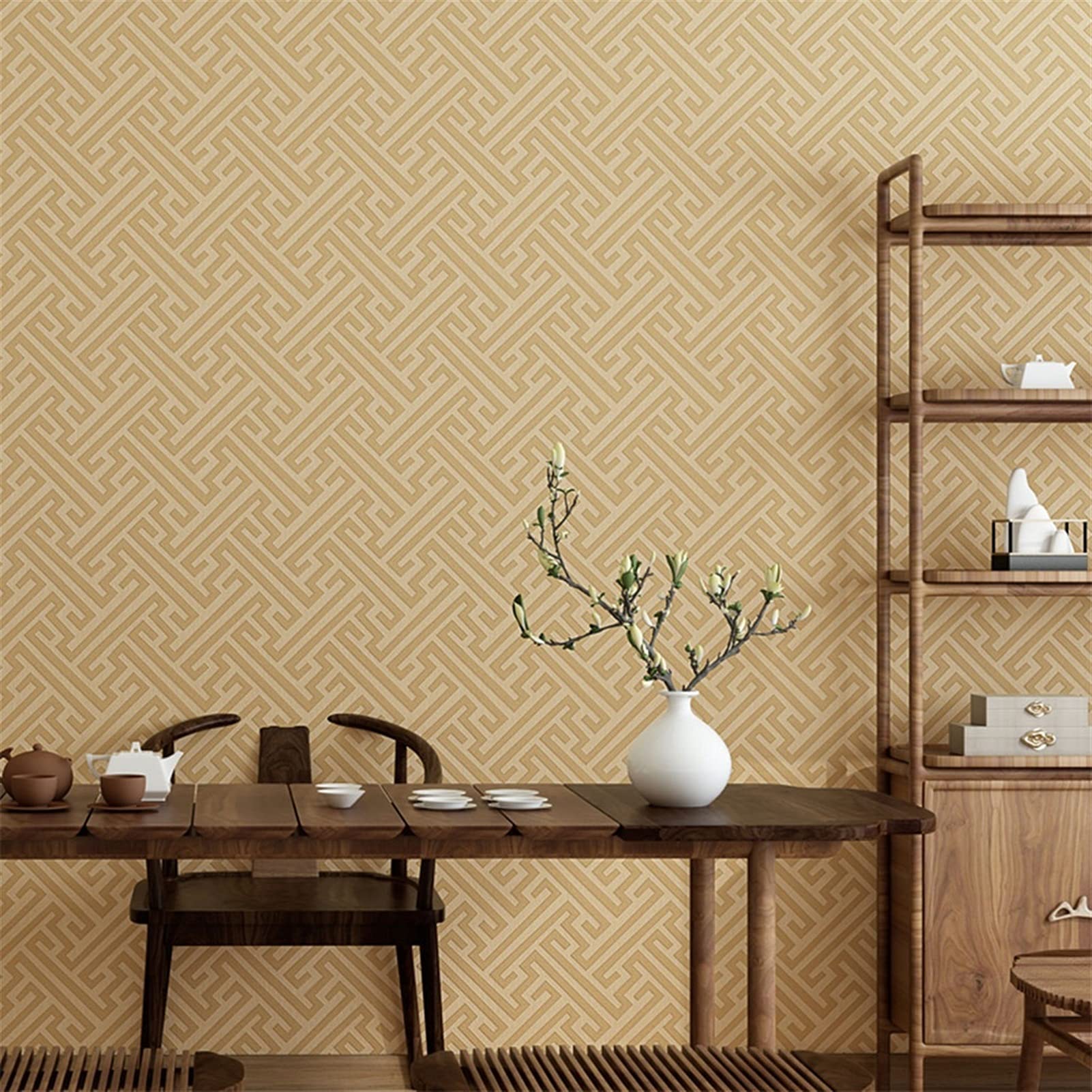 Decorative Wallpaper for Living Room, Bedroom, Hotel & Restaurant - Yellow Peel and Stick Wallpaper | Easy DIY Home Renovation & Commercial Space Design