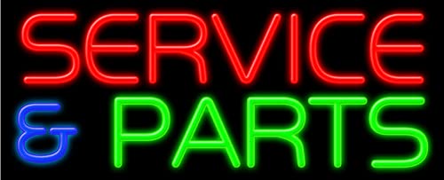 Vintage Style Glass Neon Sign #11216 - Custom Service & Parts Signage - Handcrafted in USA - Perfect for Bar, Restaurant, or Workshop Decor