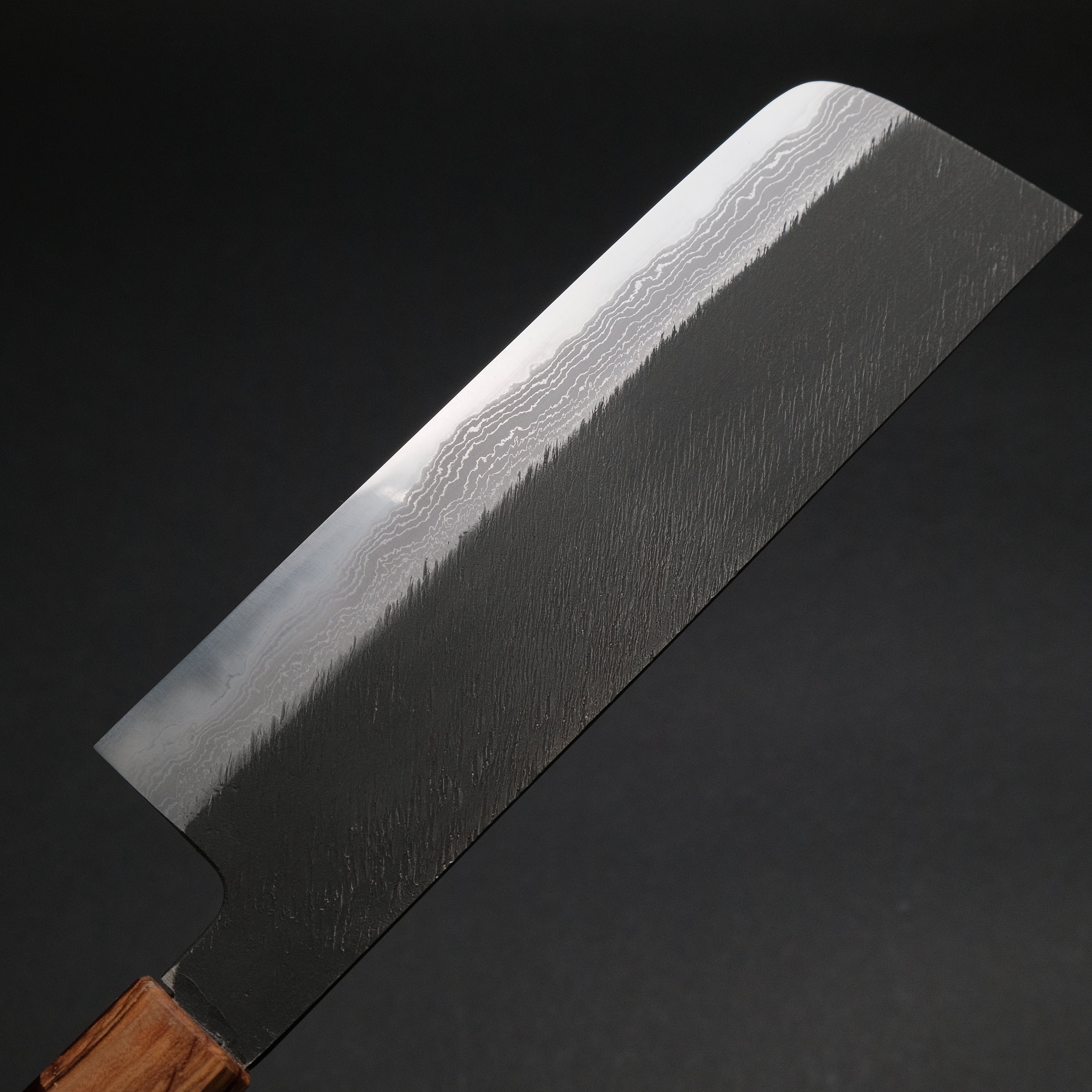 Ajikataya White #2 Matsuba Damascus Nakiri Knife 180mm - Premium Japanese Kitchen Knife with Olive Wood & Resin Handle (#16) - Perfect for Sushi, Vegetables & Precision Cutting