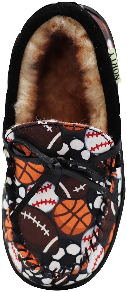 NORTY Toddler Little Kid Big Kid Fabric & Suede Trim Moccasin Slippers - Runs Small (Size Down 2 Sizes) | Cozy Indoor House Shoes for Boys & Girls | Perfect for Playtime, Preschool & Home Comfort