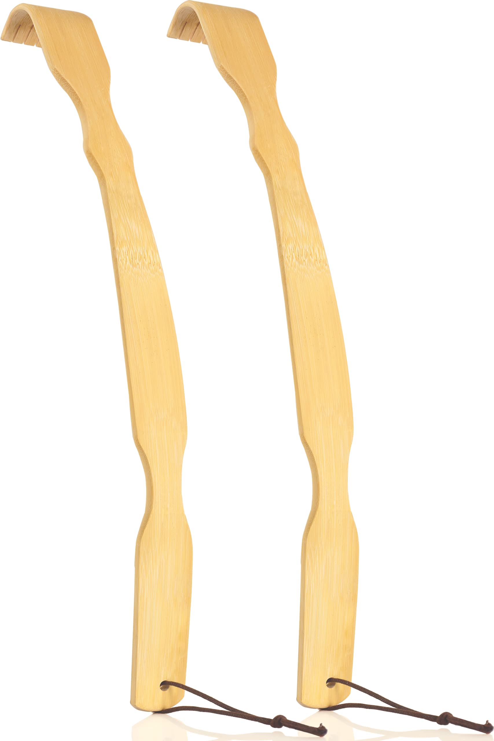 Renook 17'' Bamboo Back Scratcher for Men, Women & Kids - 2 Pack Wooden Long Handle Itch Relief Tool - Perfect Gift for Elderly, Adults & Children - Use at Home, Office or Travel