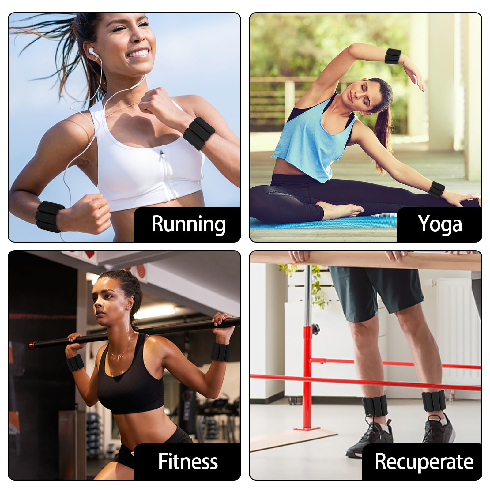 Adjustable 1-2 lb Wrist & Ankle Weights for Women & Men - Soft Touch Wearable Weights for Gym, Aerobics, Rehabilitation, Dance, Swimming & Running - Enhance Workouts & Fitness Training