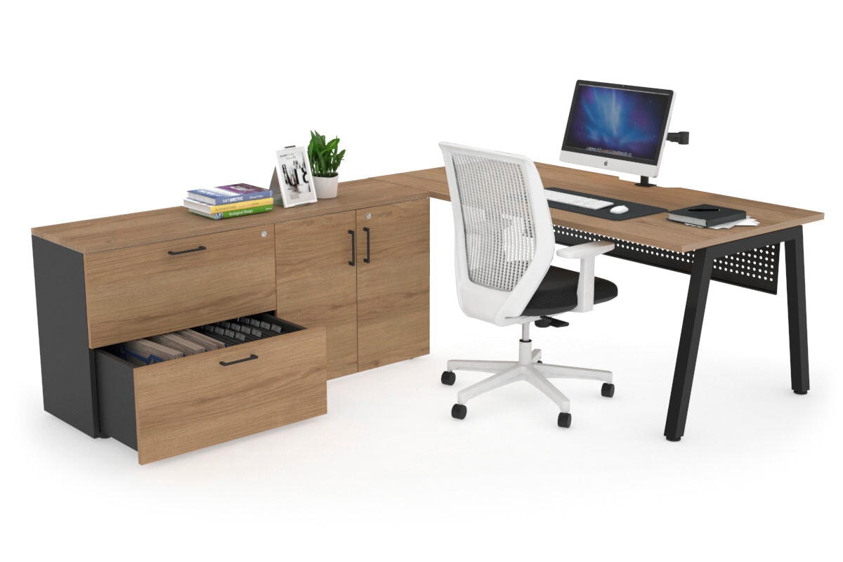 Quadro A Executive Office Chair - Black Frame with Cable Scallop [1600L x 800W] - Ergonomic Desk Chair for Home Office & Conference Room