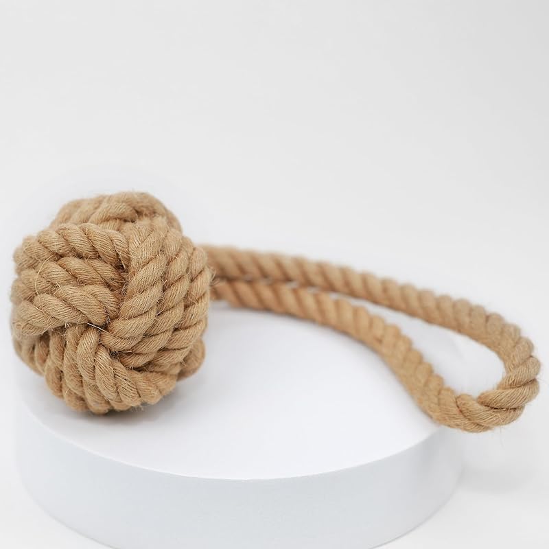 Natural Hemp Tug Rope Ball for Dogs - Handmade Eco-Friendly Chew Toy | Durable & Sustainable Hemp Rope Dog Toy for Fetch, Tug-of-War & Teeth Cleaning | Perfect for Indoor & Outdoor Playtime