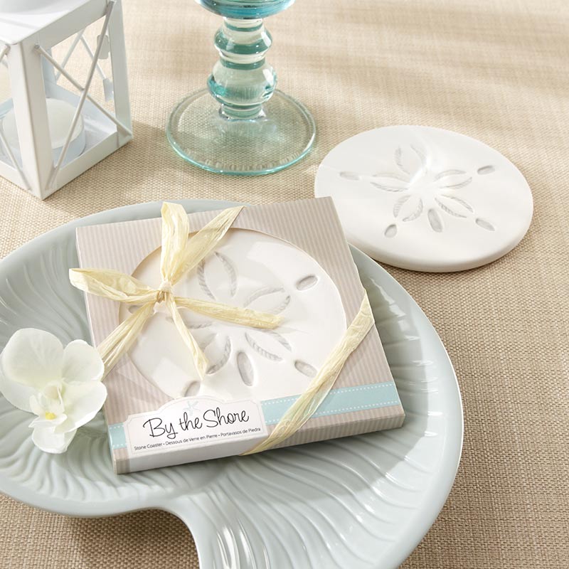 By the Shore Sand Dollar Coaster Set - Natural Seashell Drink Coasters for Beach House Decor, Coastal Themed Home Accessories - Perfect for Summer Parties, Coastal Weddings & Nautical Decor