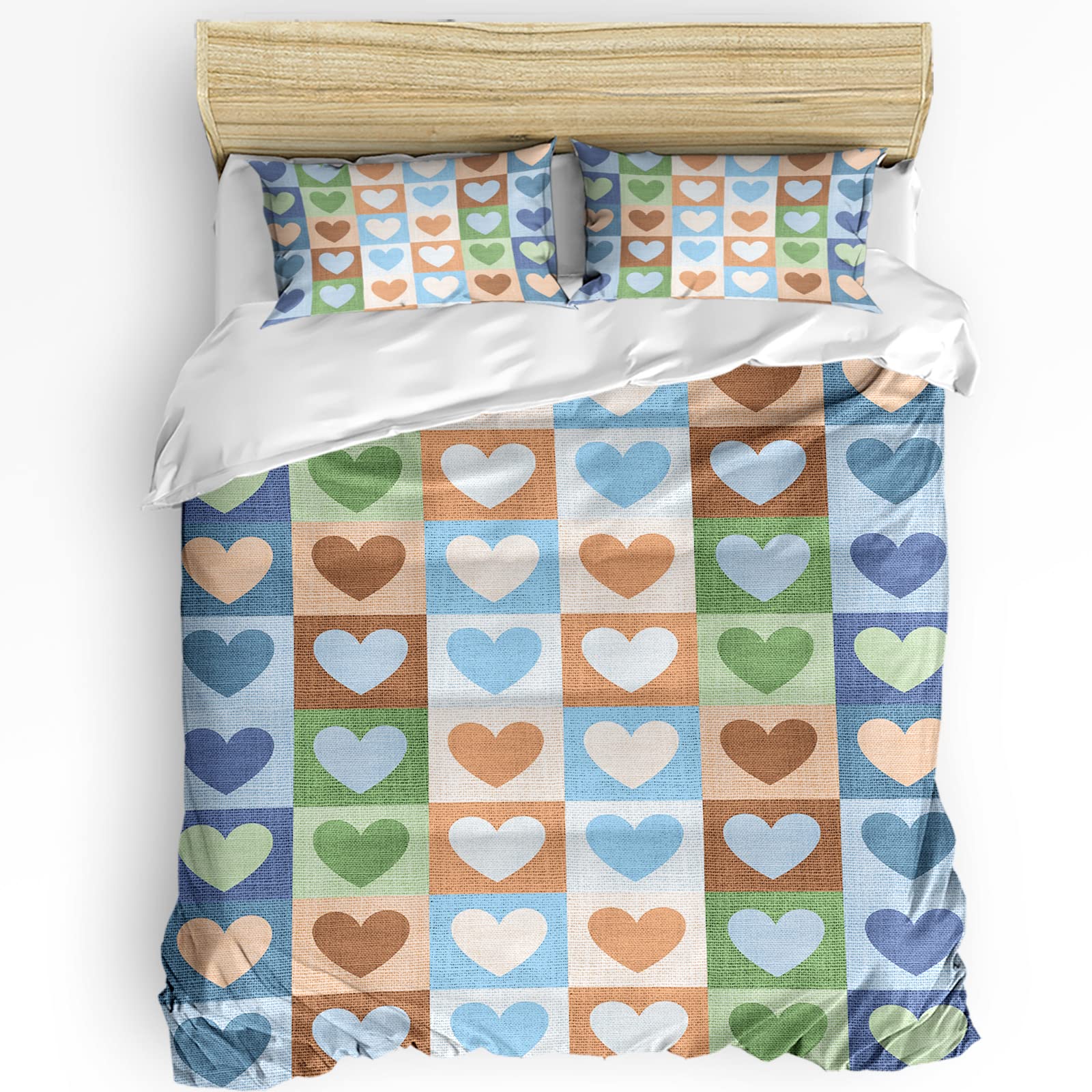 Valentine's Day Heart Shaped 3-Piece Bedding Set - Soft Textured Duvet Cover & Pillowcases for Kids, Teens & Adults - California King Size - Perfect for Romantic Bedroom Decor & Gift Giving