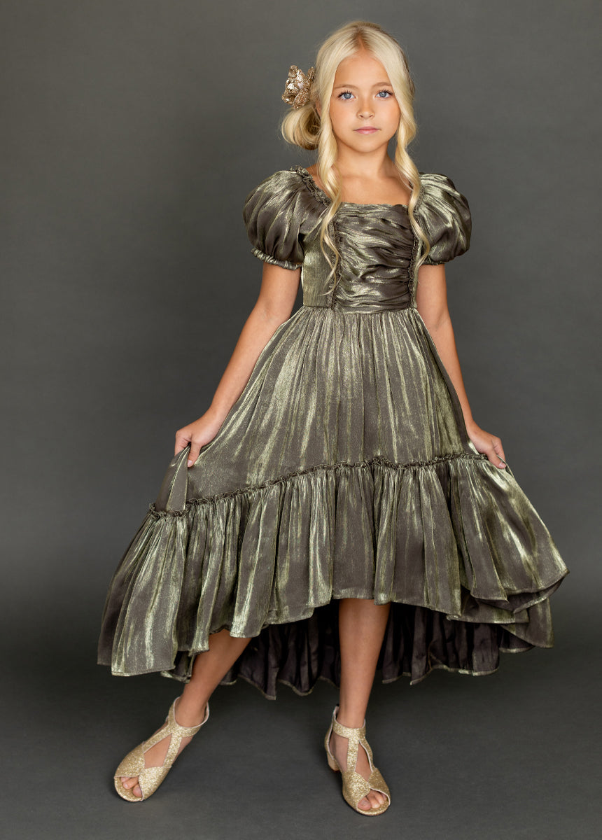 Mathilda Petticoat Dress in Bronze Iridescent - Vintage Style Lace Skirt for Women | Perfect for Weddings, Parties & Special Occasions