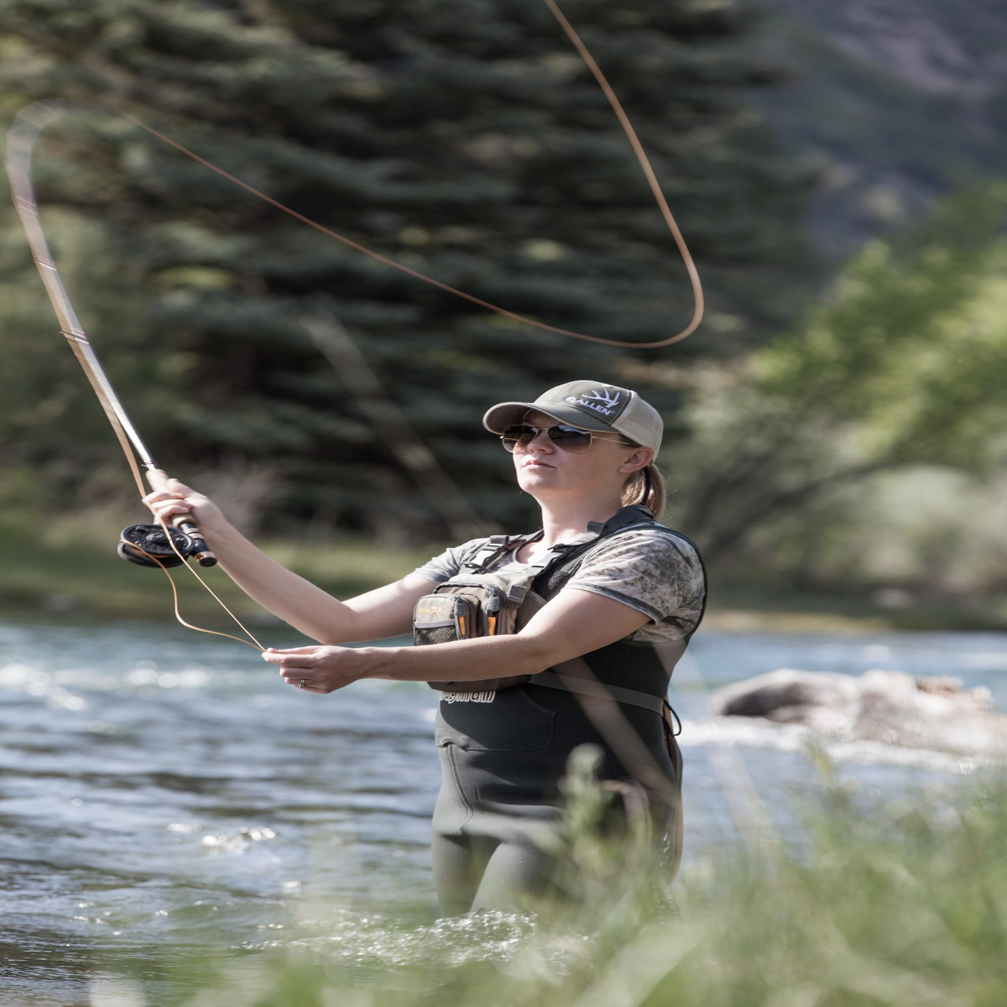 Allen Company Big Horn Fishing Chest Vest with MOLLE Web Gear Lash & Hydration Pocket - Outdoor Fishing Gear for Men - Olive Medium (6346) - Perfect for Fly Fishing, Hiking & Outdoor Adventures