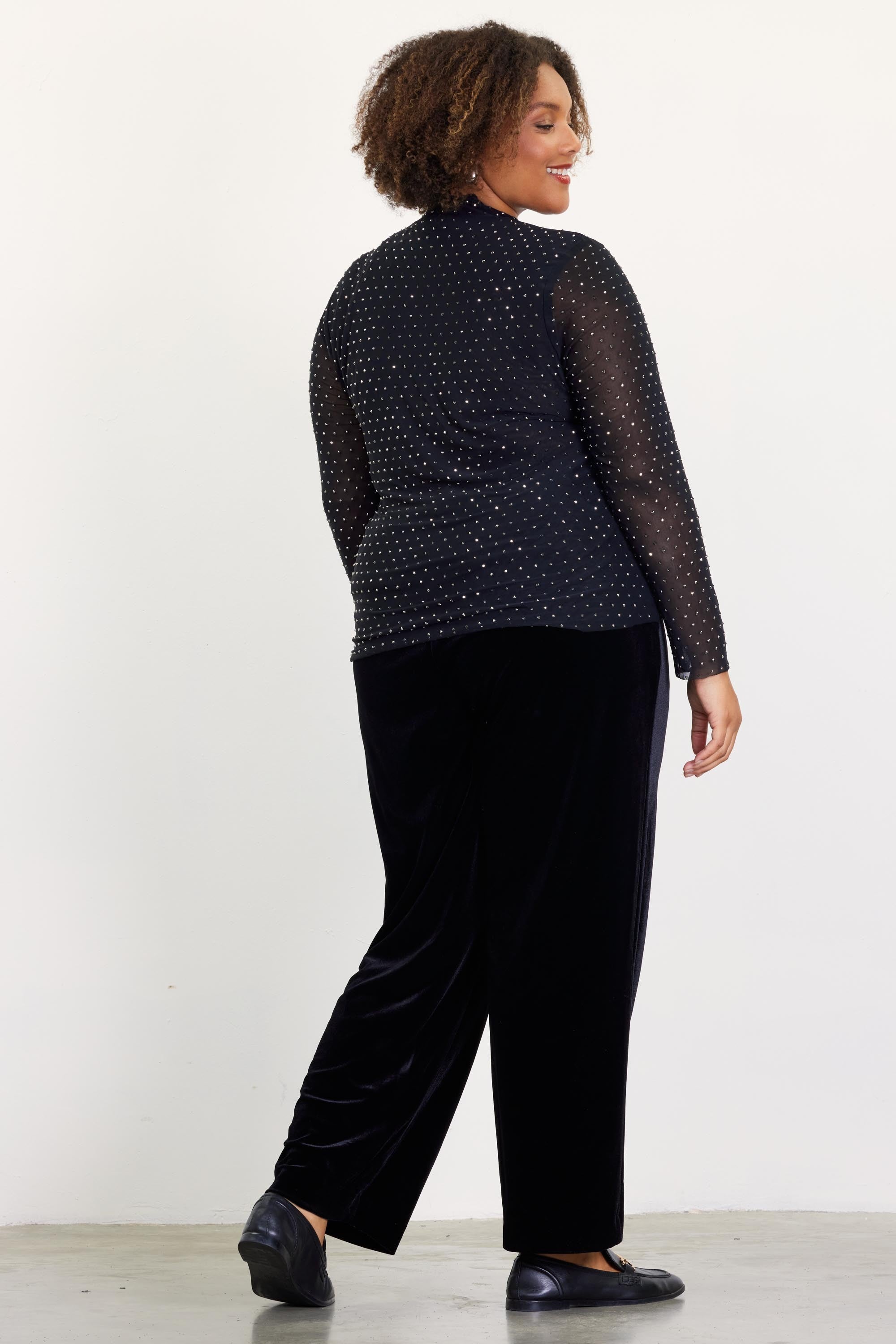 Finding My Sparkle Mesh Top - Black Extended Sizes | Sexy Sheer Mesh Shirt for Women | Perfect for Night Out, Party & Date Night