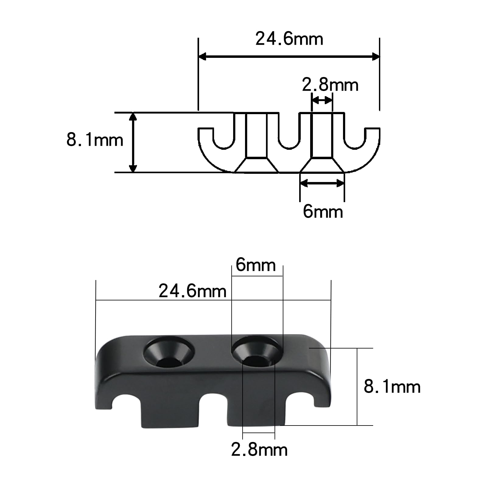 Black Electroplated Bass Head Retainer for 3-String Electric Bass with Mounting Screws | String Tree & Replacement Parts for Guitar Maintenance | Perfect for DIY Repairs & Professional Setups