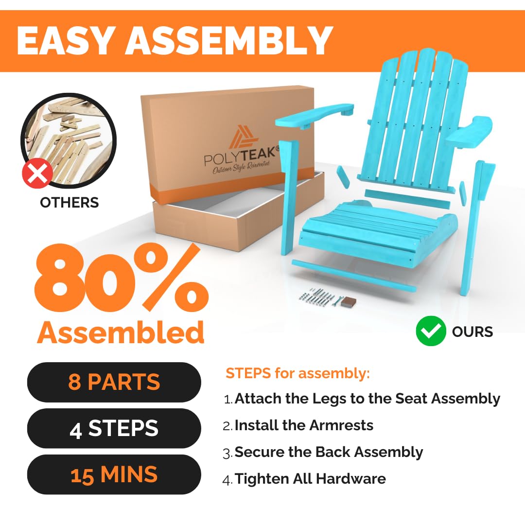 Premium Composite Folding Adirondack Chair Set of 2 - Weather-Resistant Poly Lumber Outdoor Patio Furniture for Garden, Poolside & Fire Pit - Classic Blue Collection - Perfect for Backyard Relaxation & Entertaining