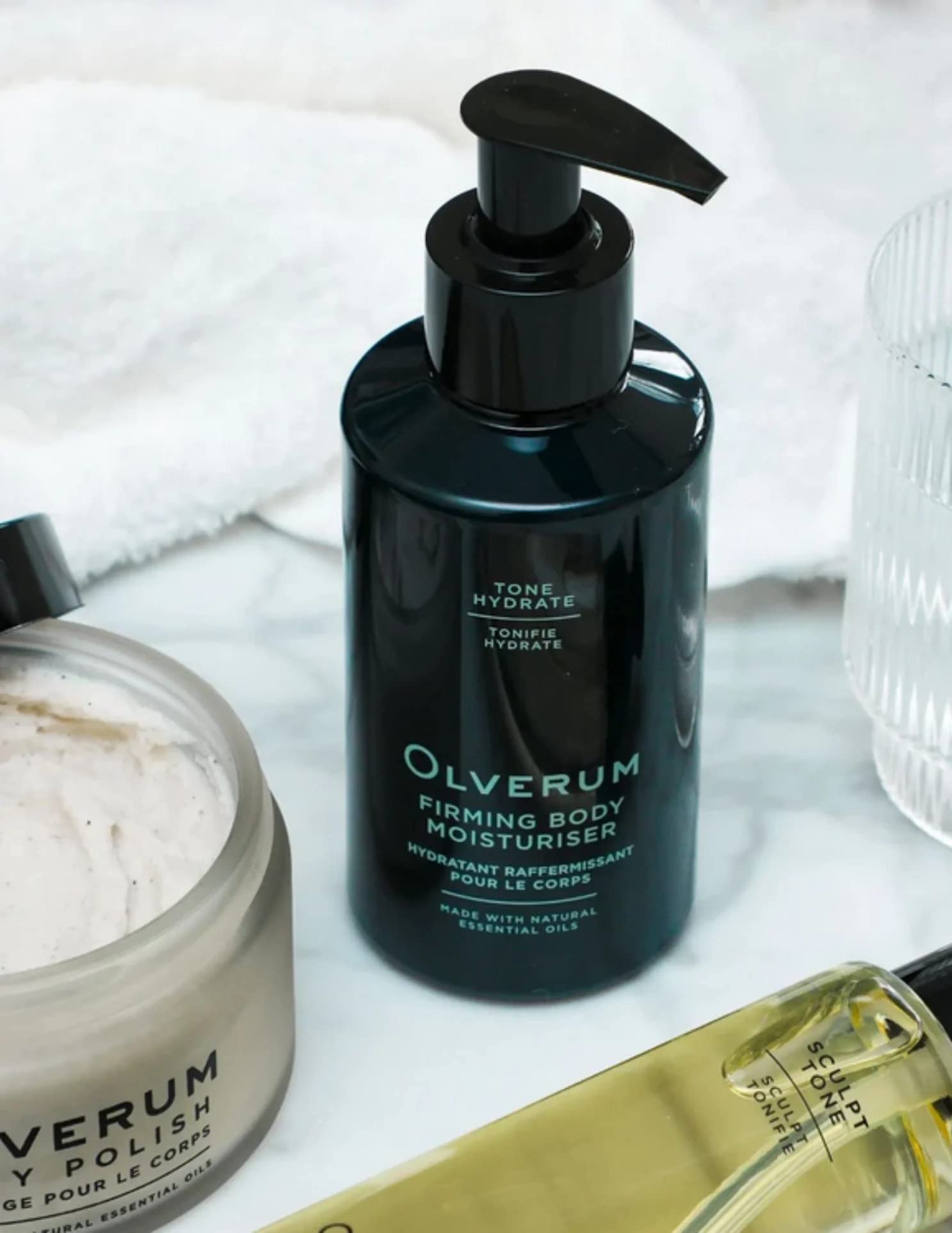 OLVERUM Firming Body Oil & Polish Bundle - Vegan, Cruelty-Free, Clean Beauty Moisturizer for Smooth, Toned Skin | Post-Workout & Spa Day Essential