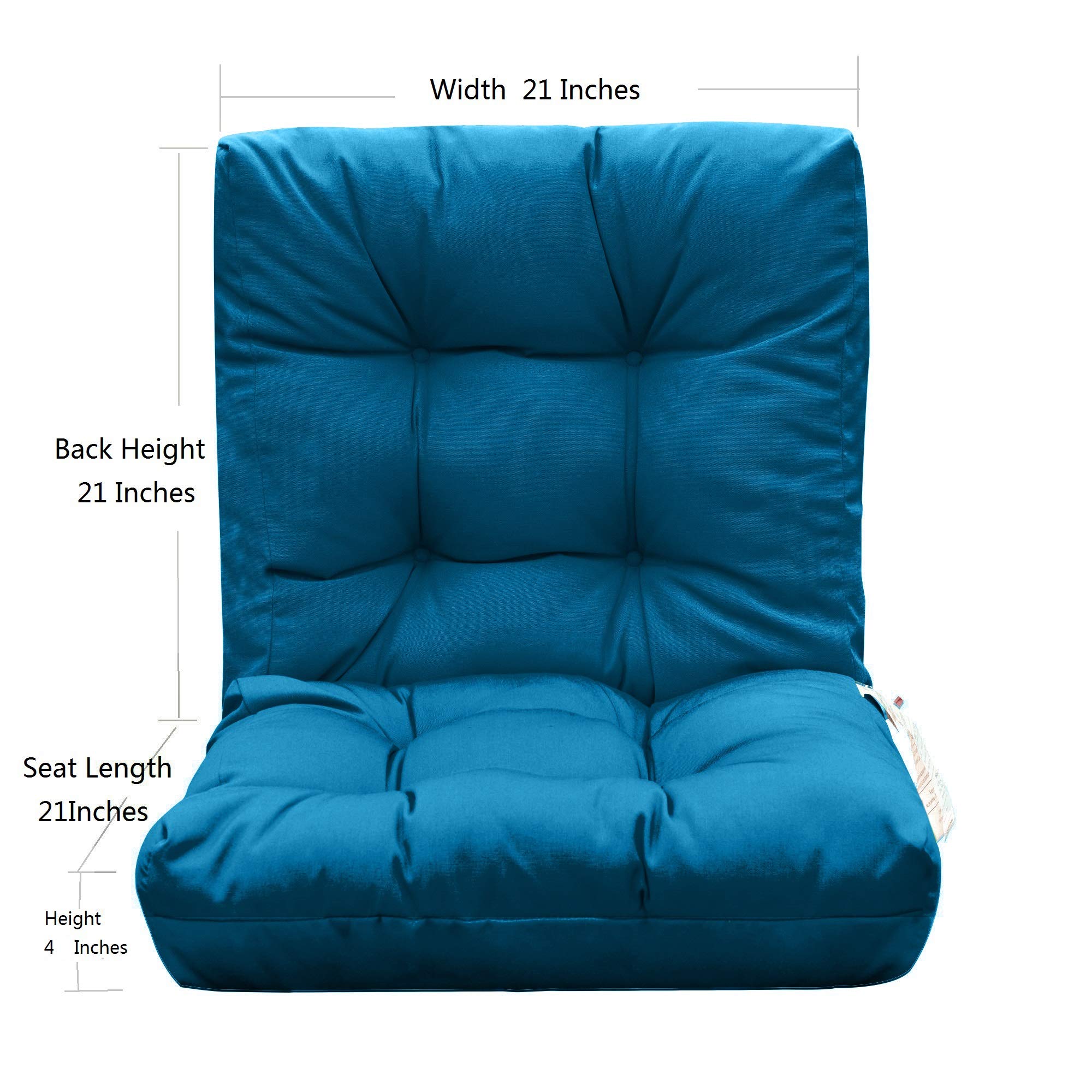 Premium Outdoor Seat & Back Chair Cushions - 4-Pack Tufted Pillows for Patio Furniture, Spring/Summer Seasonal Replacement (Peacock Blue) | Perfect for Garden, Poolside, Deck & Outdoor Lounging