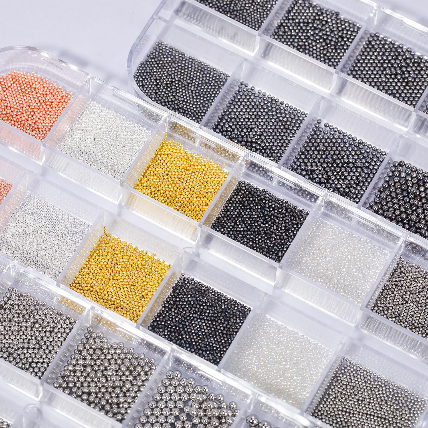 3D Metal Nail Art Beads & Pearls - Mini Caviar Bead Balls for DIY Nail Design & Decoration - Perfect for Manicures, Nail Art, and Craft Projects