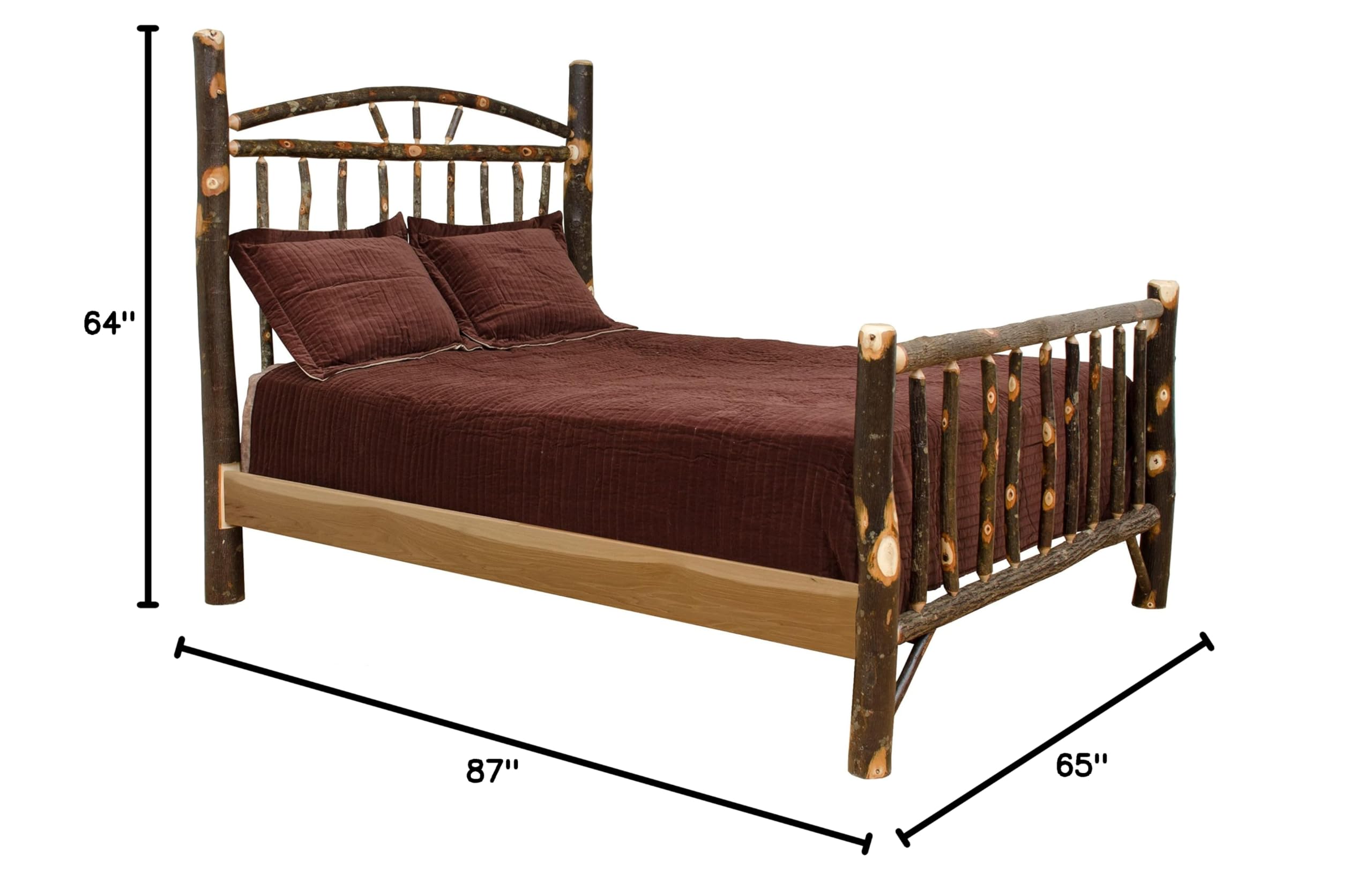 Hickory Queen Wagon Bed - Solid Wood Farmhouse Style Bed Frame with Storage | Perfect for Master Bedroom, Guest Room & Rustic Home Decor