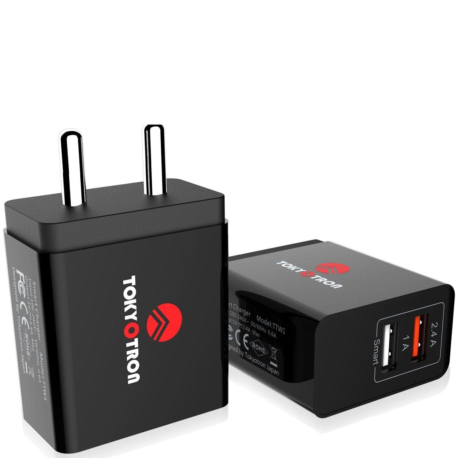 Fast Charging Tokyotron 2-Port USB Wall Charger for iPhone, Samsung & Android Phones - Perfect for Home, Office & Travel Use