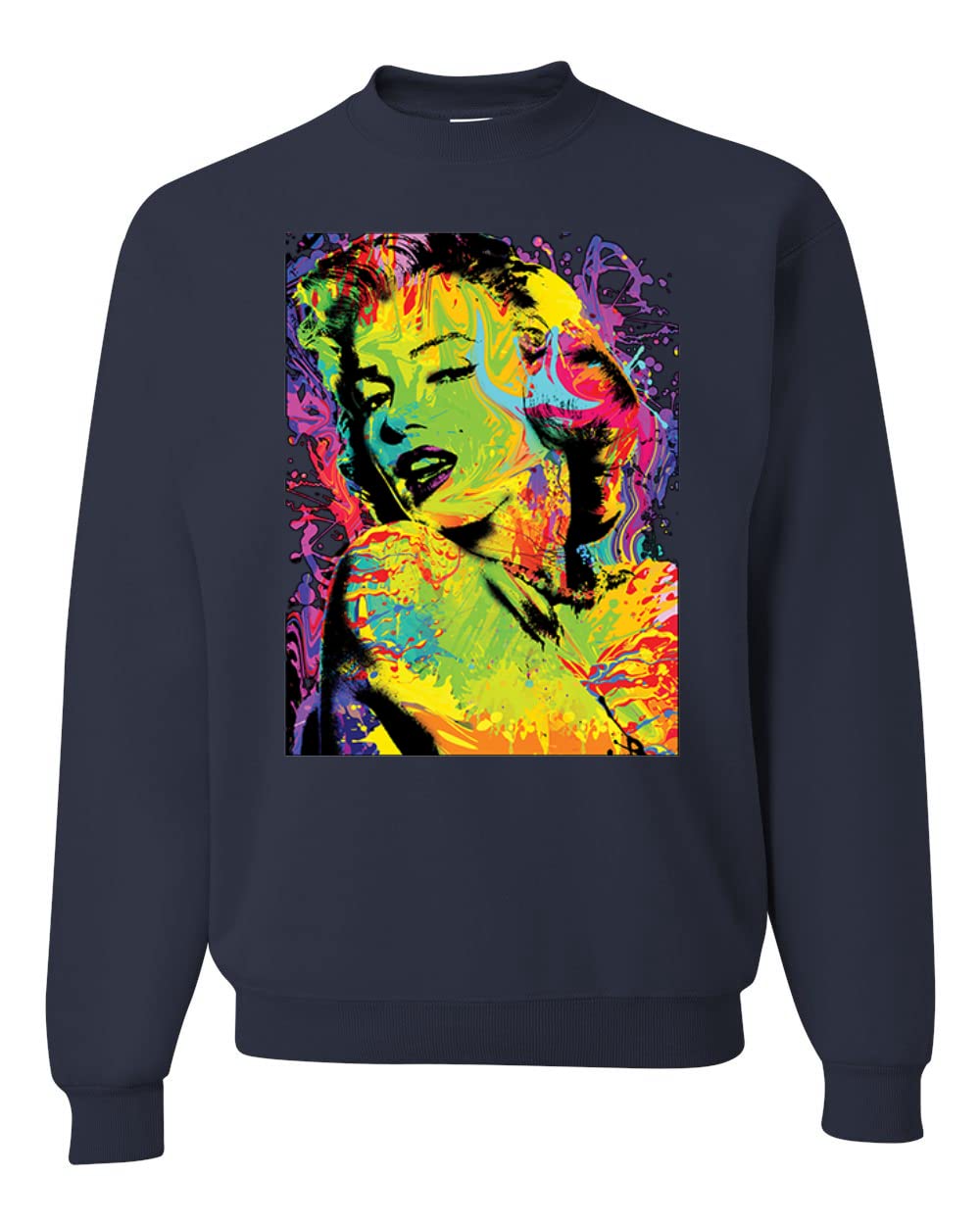 Wild Bobby Colorful Marilyn Pop Culture Graphic Sweatshirt for Women & Men | Vintage Retro Style Unisex Crewneck | Perfect for Casual Wear, Street Fashion & Pop Art Enthusiasts