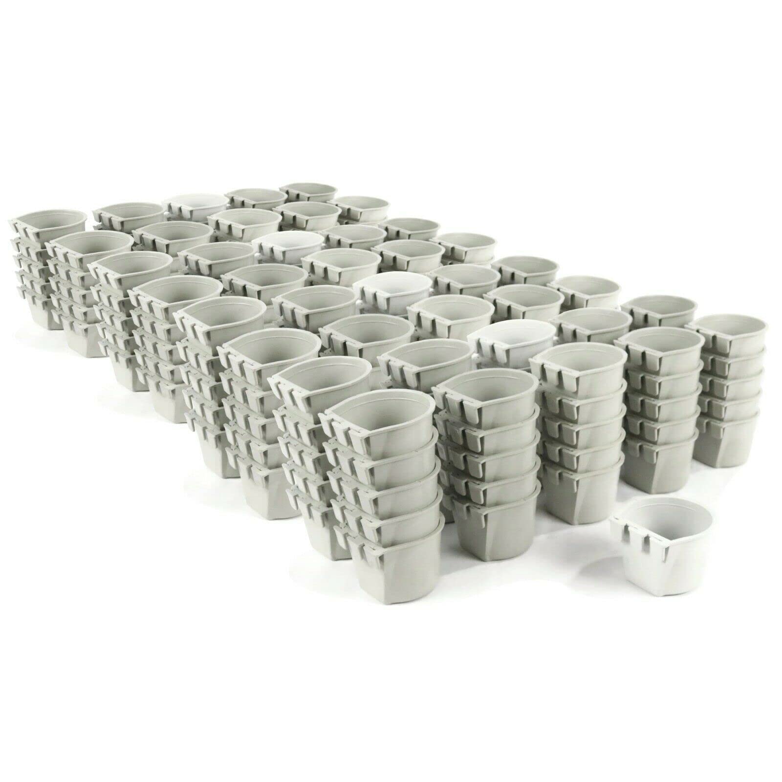 200 Pack Gray Cage Cups for Poultry Duck Bird Hamster Feed & Water - Durable Feeder and Waterer for Chicken Coops, Aviaries, Small Animal Cages - Perfect for Farms, Pet Stores, and Backyard Bird Keeping