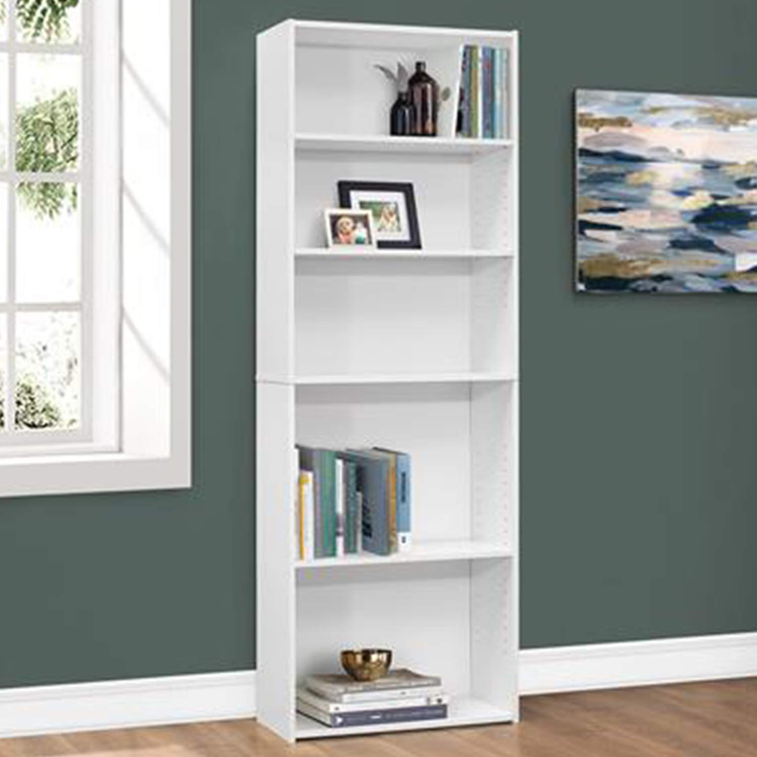 White 5-Shelf Bookcase - 11.75