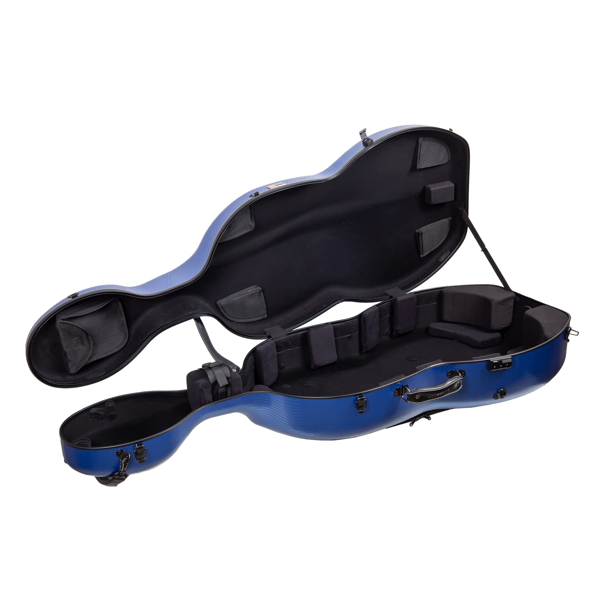 Crossrock 4/4 Carbon Fiber Cello Case with Wheels & Backpack - Ultra Lightweight 9.9lbs, Supports 660lbs Pressure - Durable Blue Protection for Professional Musicians & Travel - Perfect for Concerts, School, Air Travel & Outdoor Performances