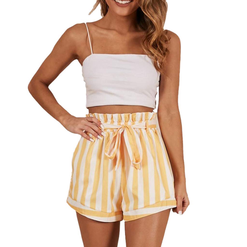 Women's Striped Summer Shorts with Pockets - Beach & Casual Wear