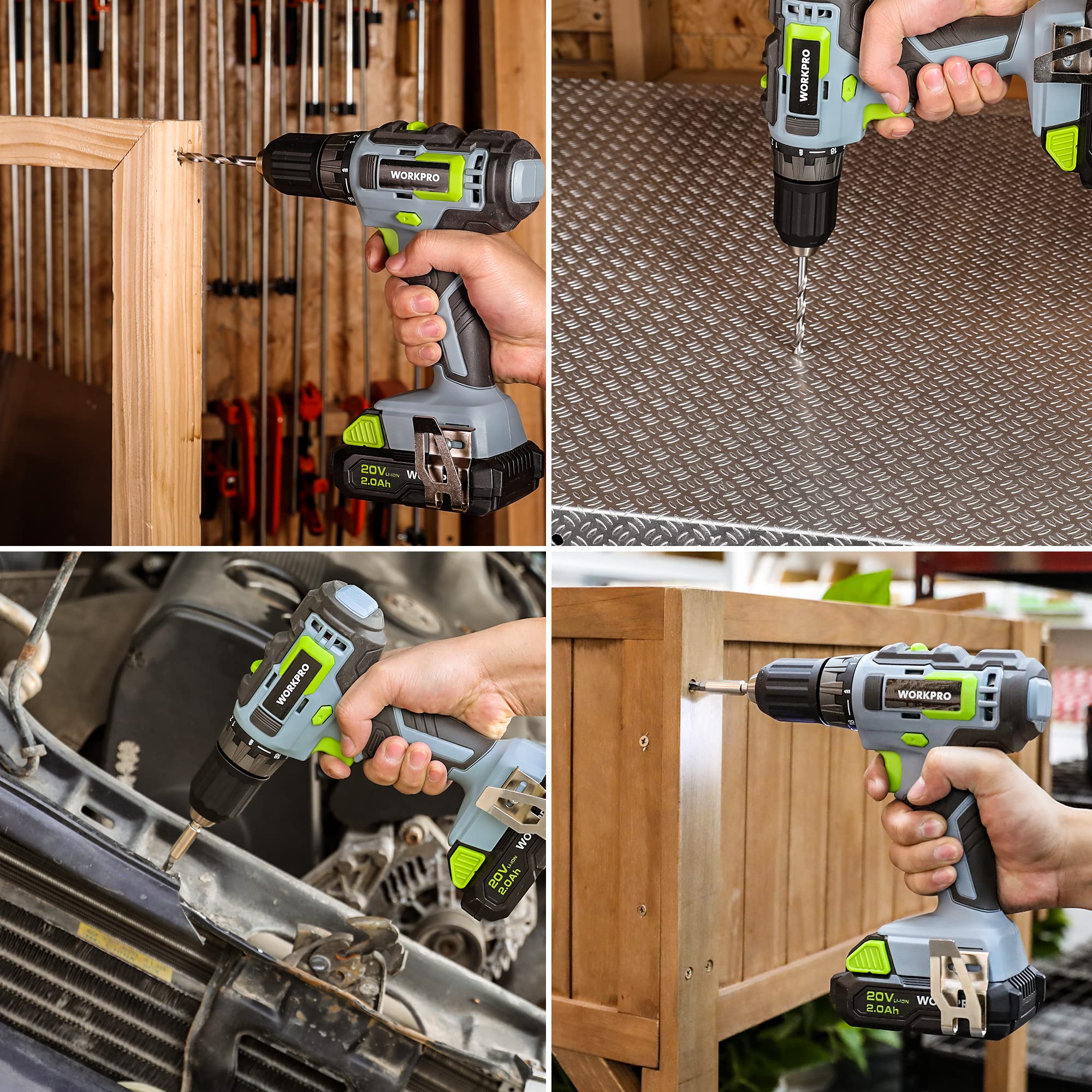 WORKPRO 157-Piece Home Tool Set with 20V Cordless Lithium-Ion Drill Driver, All-Purpose Power Tool Kit with Durable Tool Bag - Perfect for DIY Projects, Home Repairs, and Professional Construction Work
