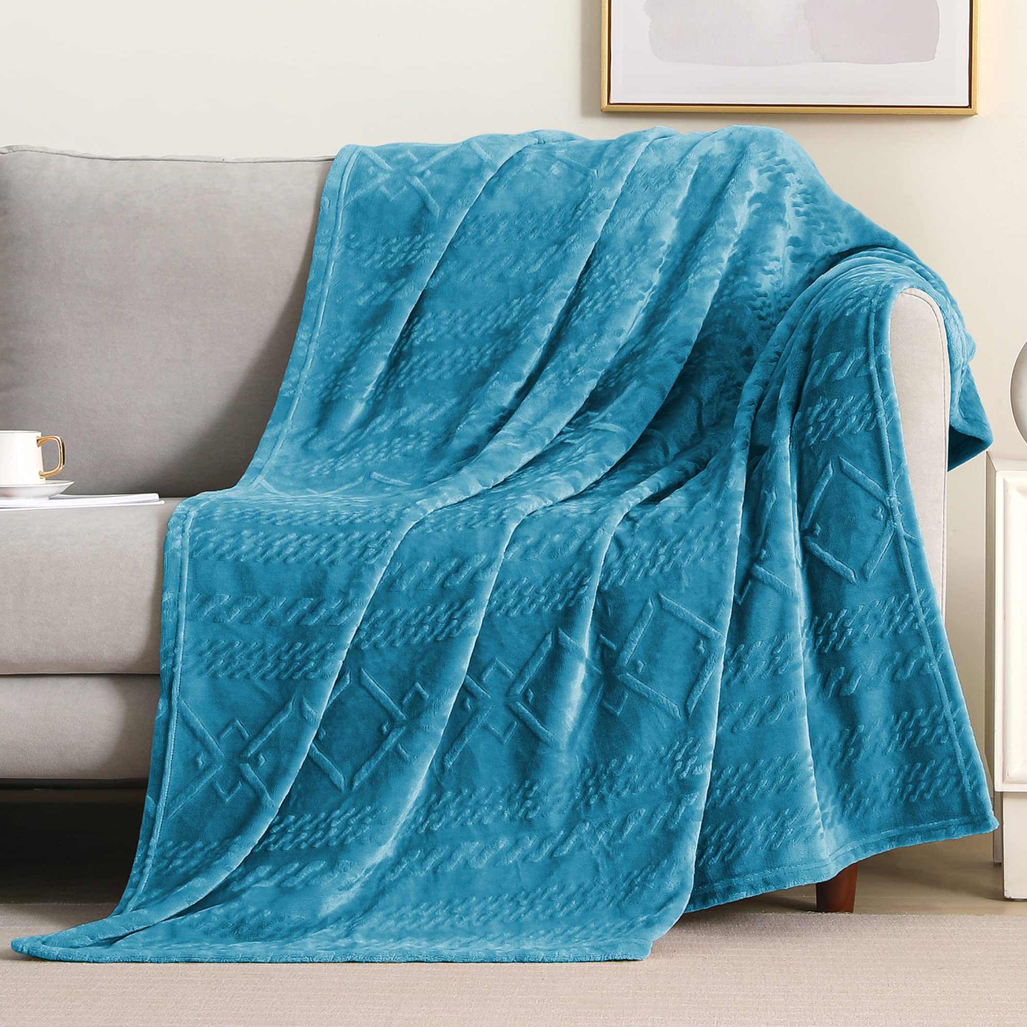 Soft Slate Blue Fleece Throw Blanket for Couch & Bed - Lightweight Decorative Blanket 50x60 Inches - All Seasons Cozy Blanket for Living Room, Bedroom, Travel & Gift Giving