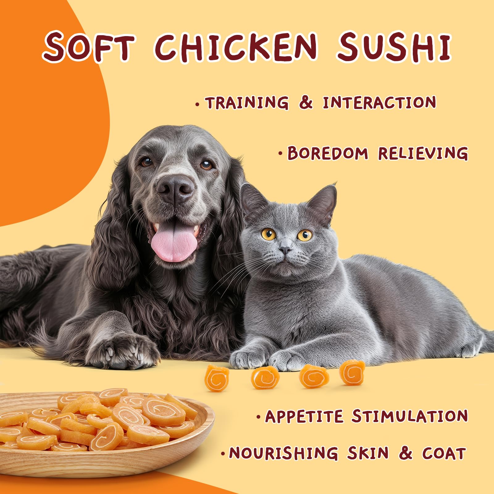 Premium Soft Chicken & Codfish Cat & Dog Treats - High Protein Chewy Pet Snacks for Small & Medium Dogs & Cats - Grain-Free Training Rewards & Dental Health Treats - Perfect for Training, Travel & Daily Rewards - 10.6 oz