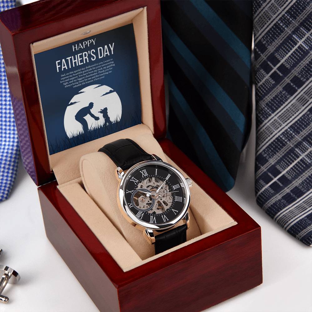 Personalized Openwork Watch for Dad - Engraved Father's Day Gift from Daughter or Son | Perfect for Birthday, Anniversary & Special Occasions