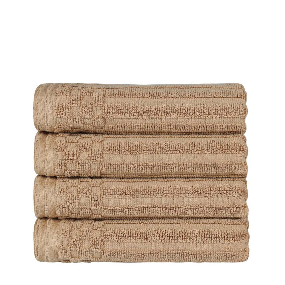 Premium Cotton Ribbed Textured Hand Towels - Ultra Absorbent 4-Piece Bath Towel Set for Kitchen, Bathroom & Gym - Soft Quick-Drying Guest Towels