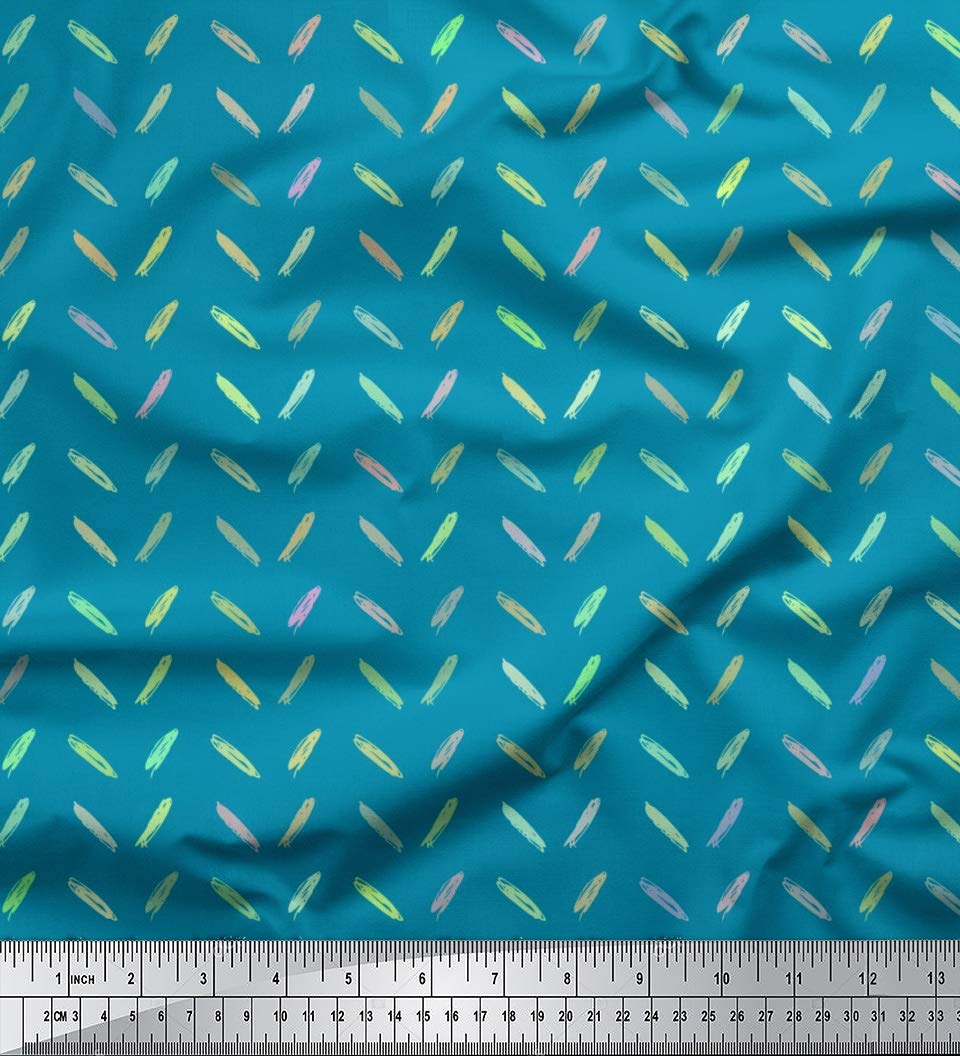 Soimoi Moss Georgette Blue Fabric by The Yard - 42 Inch Wide Brush Stroke Abstract Printed Textile for Dresses, Scarves & Home Decor | Artistic Floral Design Fabric for DIY Sewing Projects & Creative Decorations