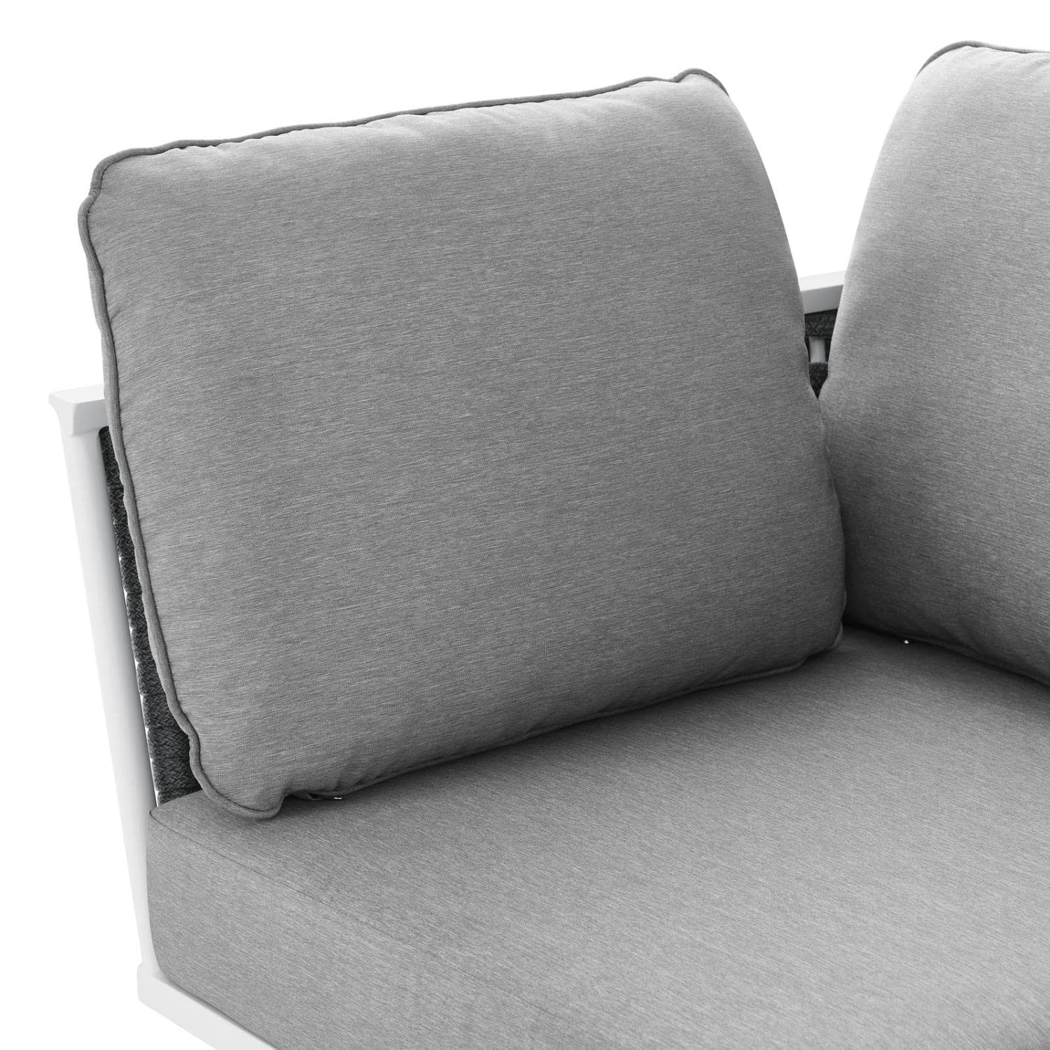 Modway Stance Outdoor Patio Sectional Sofa - Woven Rope & Aluminum Frame Corner Chair in White Gray - Perfect for Backyard, Poolside & Garden Relaxation