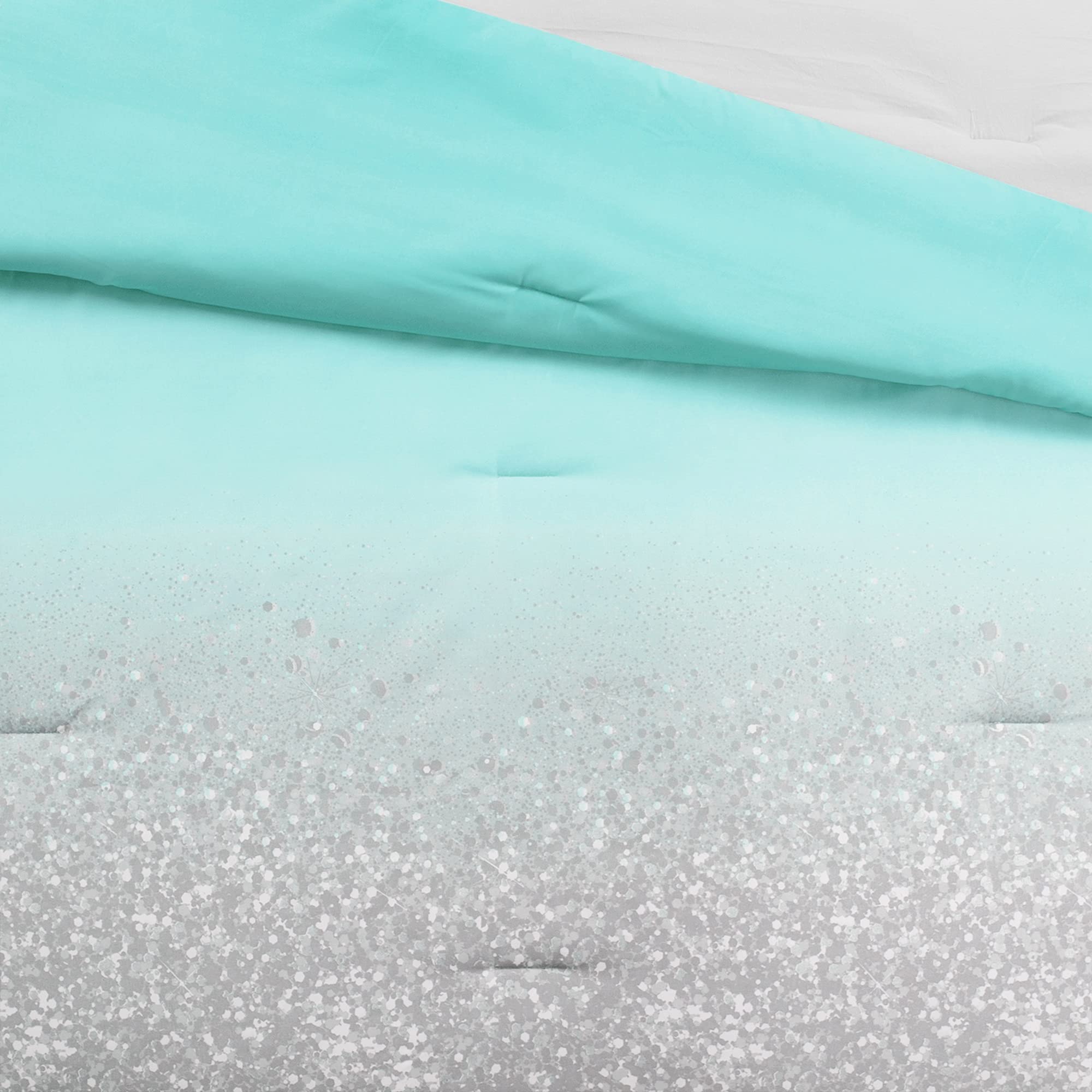 Lush Decor Glitter Ombre Comforter Set - Twin, Aqua Gray for Bedroom Decor