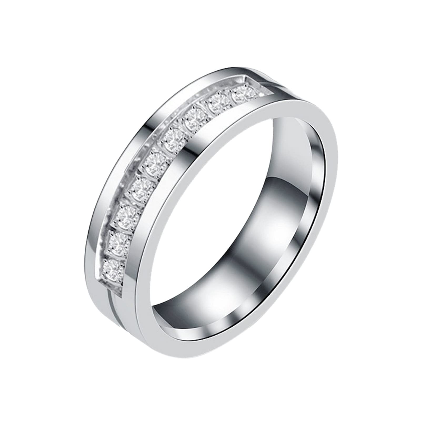 Trendy Stainless Steel Diamond Ring for Couples - Fashion Jewelry Gift for Friends & Lovers - Perfect for Anniversaries & Special Occasions