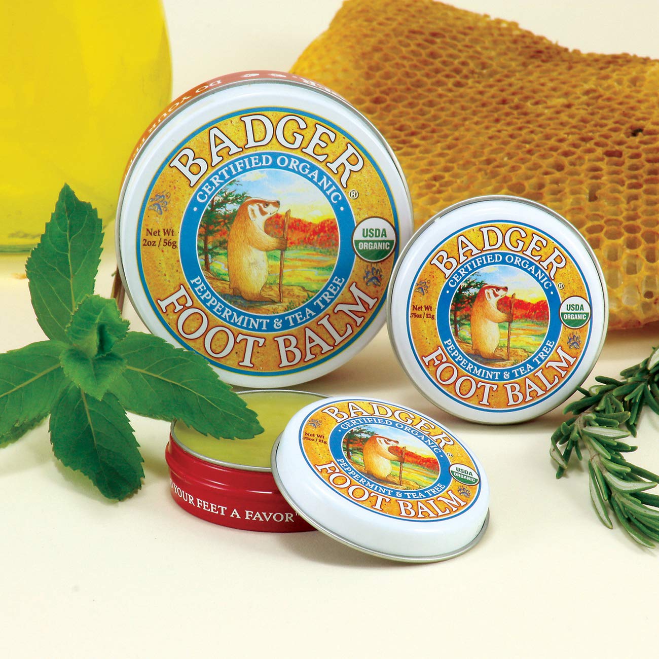 **Organic Badger Foot Balm for Dry Cracked Heels – 100% Natural Foot Cream for Men & Women – Fast-Acting Cracked Heel Treatment – .75 oz Tin (2-Pack) – Perfect for Post-Workout, Hiking & Daily Foot Care**