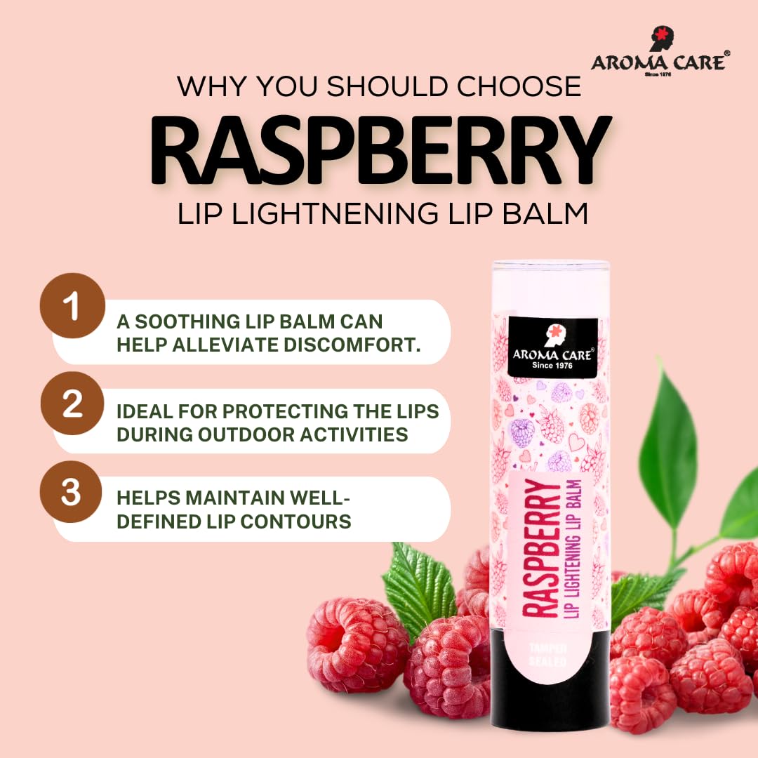 Aroma Care Raspberry Lip Balm 4.7g - Moisturizing & Nourishing Lip Care for Dry, Chapped Lips - Perfect for Winter, Travel & Daily Use