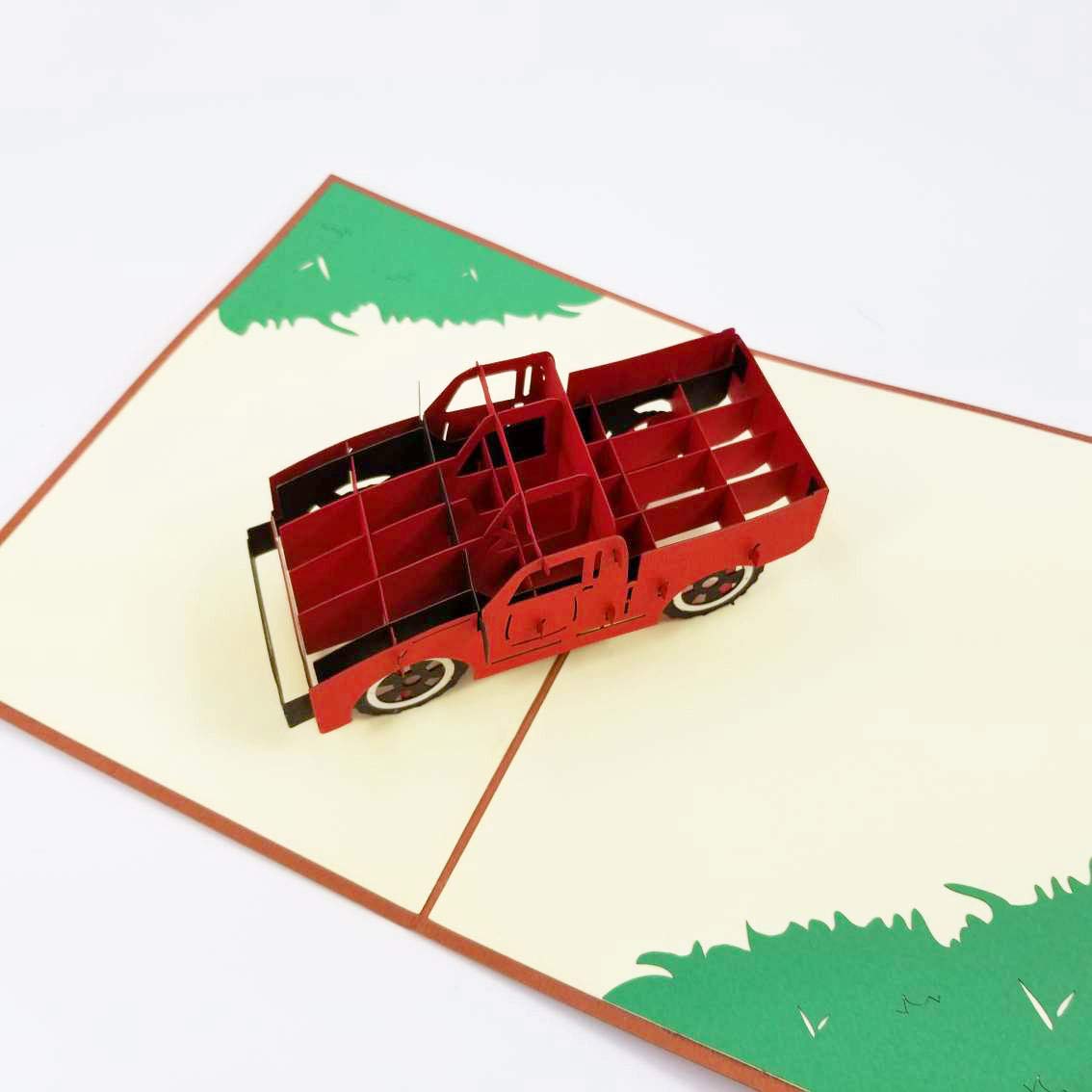 Red Truck Pop Up Greeting Card - Birthday, Thank You, Love, Graduation, Anniversary & Romantic Cards for Men & Women | Perfect for Special Occasions & Thoughtful Gifts