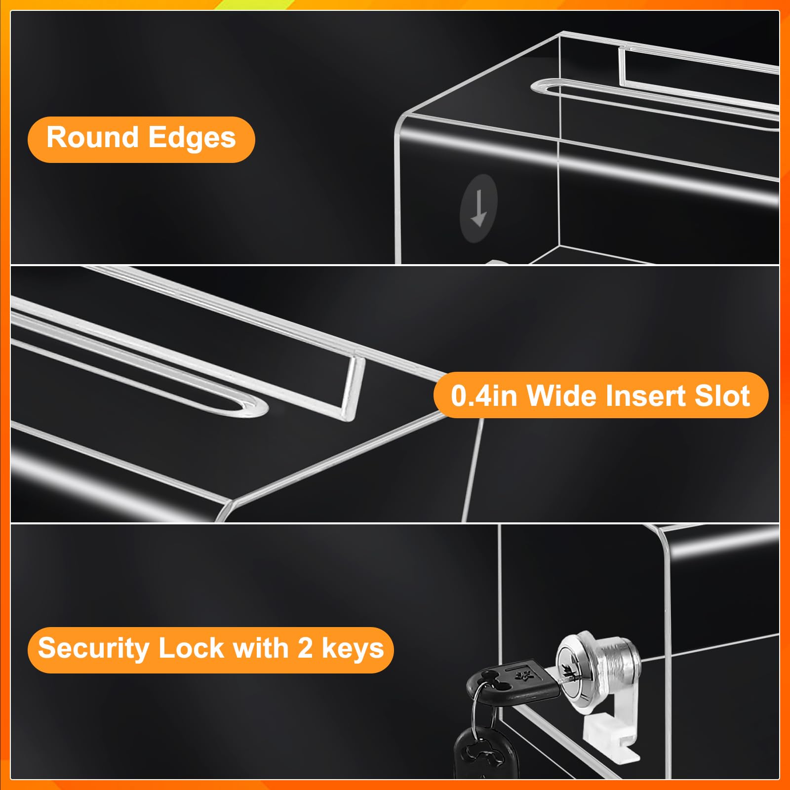 Lockable Donation Box with Sign Holder - Clear Ballot Box for Fundraising, Raffles, Voting & Tips | Perfect for Schools, Events, Restaurants & Charity Drives