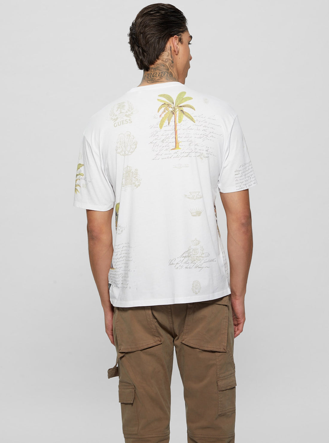Eco-Friendly White Palm Collage T-Shirt for Men & Women - Sustainable Casual Wear for Beach, Travel & Everyday Outfits