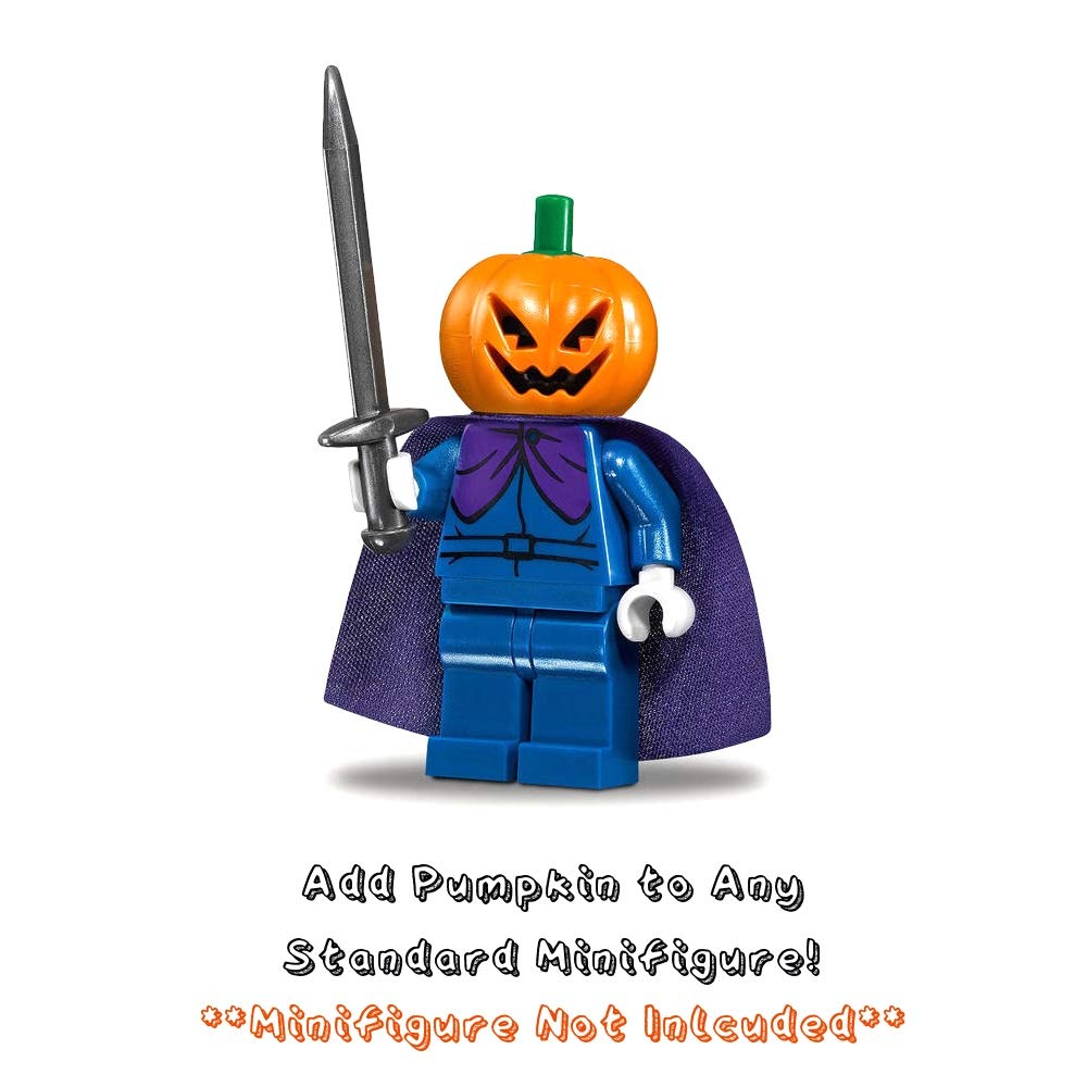 LEGO Halloween Minifigure Accessory - 4 Pack Pumpkin with Green Stem Jack O' Lantern for LEGO Sets | Spooky Decorations for Halloween Party, Haunted House Displays & LEGO Collections