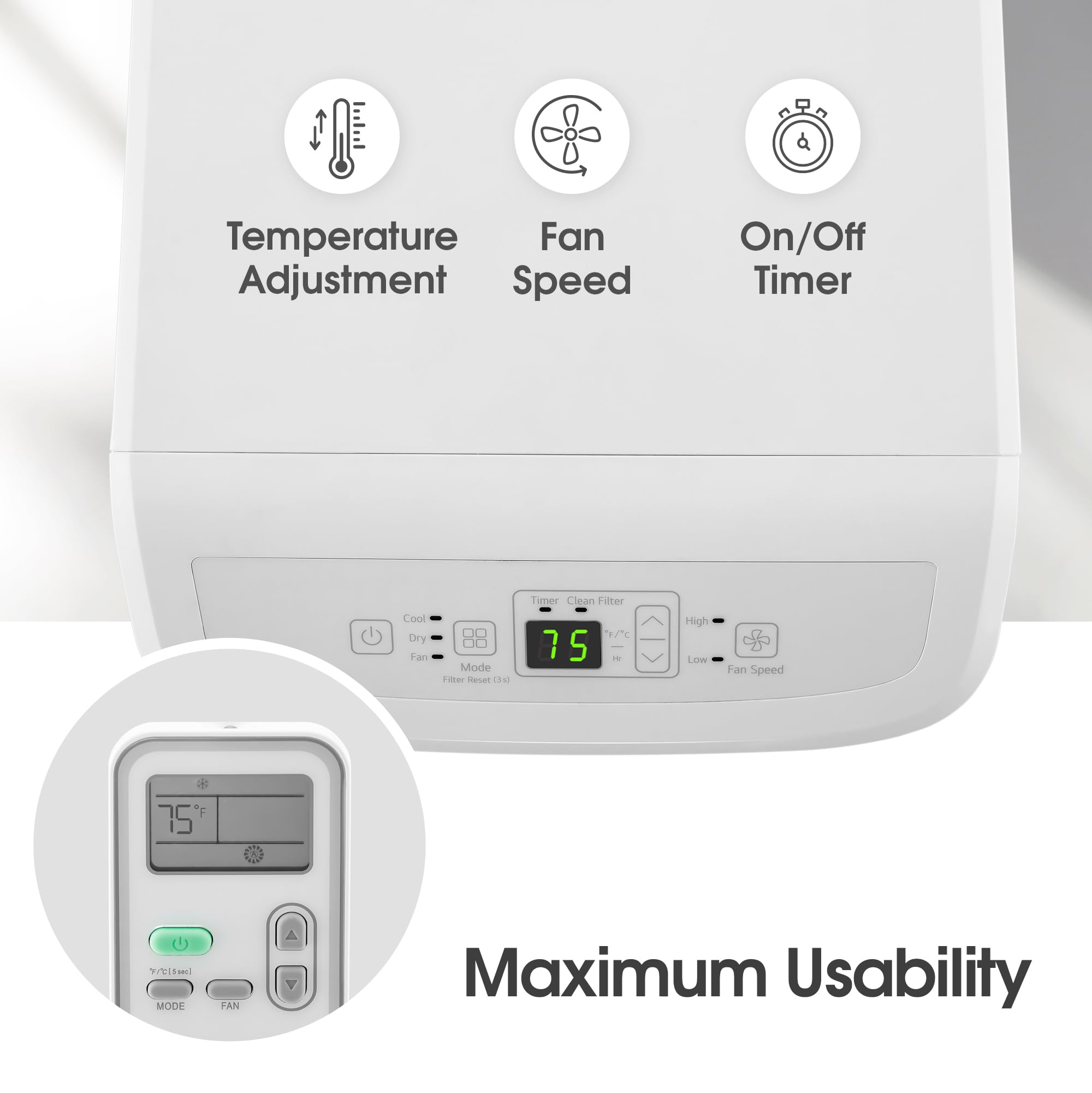 LG LP0524WFR 5,000 BTU Portable Air Conditioner with Remote - Cools 150 Sq.Ft Rooms, Ultra Quiet Operation, 115V (7,700 ASHRAE), White - Perfect for Bedrooms, Home Offices & Small Apartments