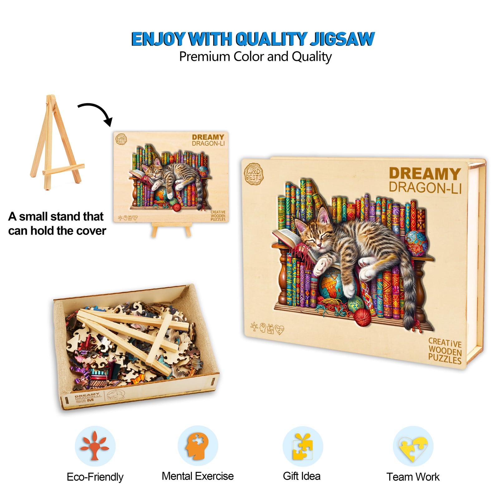 280-Piece Dreamy Dragon Wooden Jigsaw Puzzle for Adults - Unique Irregular Animal Shape Puzzle (34x29cm) with Gift Box - Perfect for Relaxation, Stress Relief & Home Decor