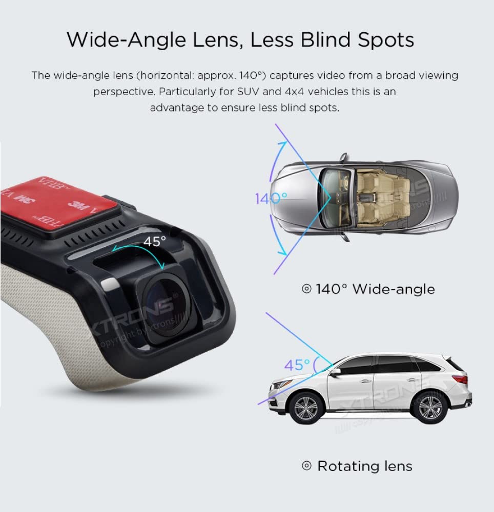 XTRONS Full HD 1080P Car Dash Camera with 140° Wide Angle Lens, Loop Recording & Night Vision - Car DVR Driving Recorder for Accident Evidence, Road Trip Safety & Daily Commuting Protection
