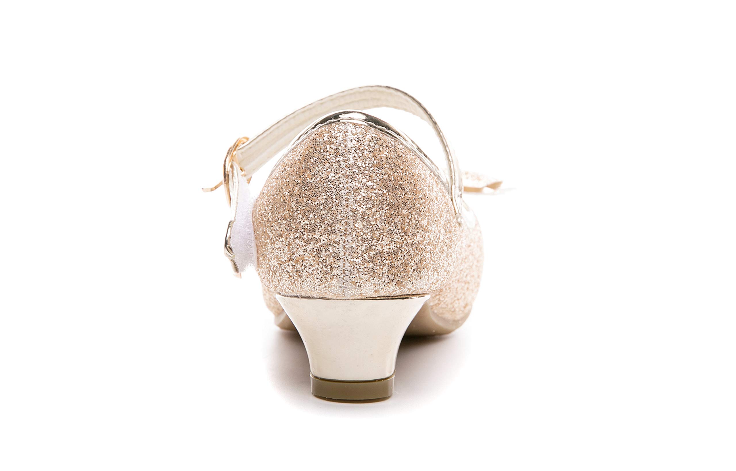 Sparkly Flower Mary Jane Pumps for Girls - Low Heel Bridesmaid & Flower Girl Shoes - Perfect for Weddings, Parties & Special Occasions