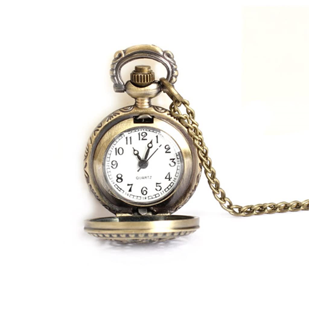 Vintage Lotus Hollow Out Pocket Watch Necklace for Women & Men - Quartz Clock with Chain - Elegant Gift for Her, Him, Couples (Perfect for Weddings, Prom, Vintage-Themed Parties)