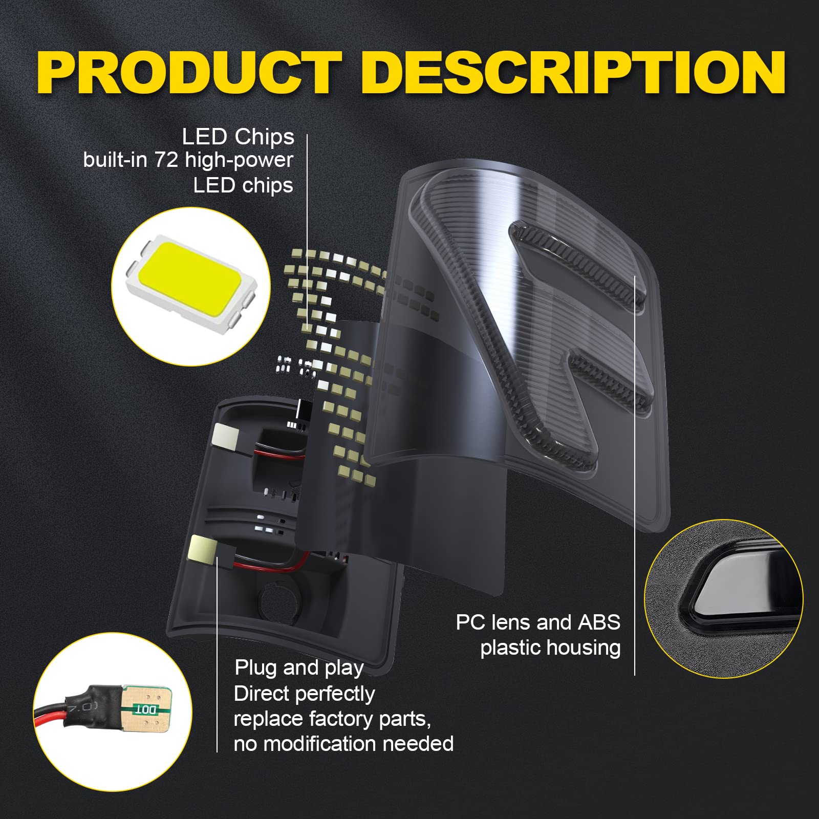 LED Side Mirror Marker Lights for 2008-2016 Ford F250 F350 F450 F550 Super Duty, Sequential Amber Turn Signal & Running Lights - Upgrade Your Truck's Safety and Style for Night Driving & Off-Road Adventures