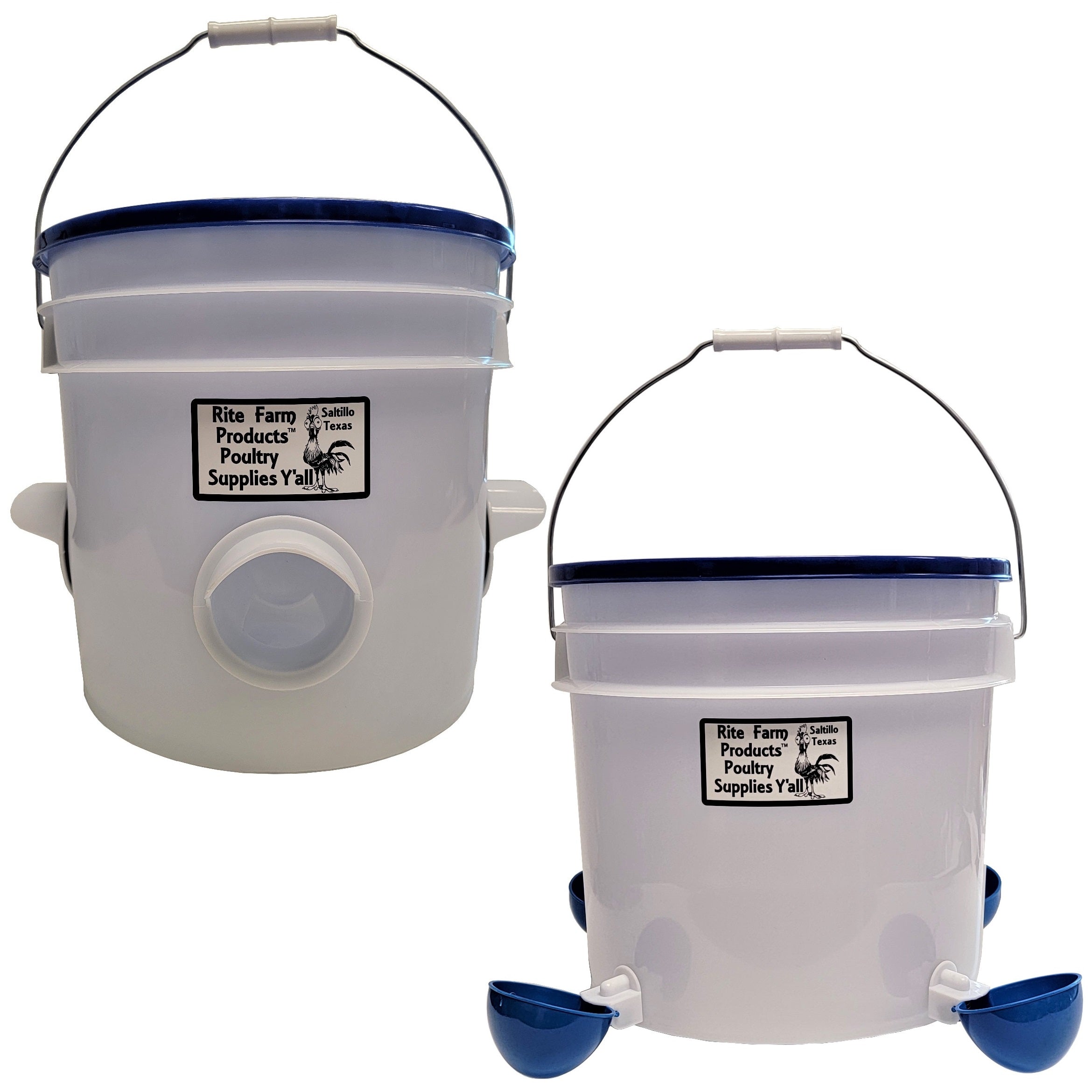 3.5 Gallon Automatic Chicken Waterer & 22lb Poultry Feeder Combo Set - 4 Cup Drinker with 4 Port Feeder for Backyard Chickens, Coops, and Small Farms